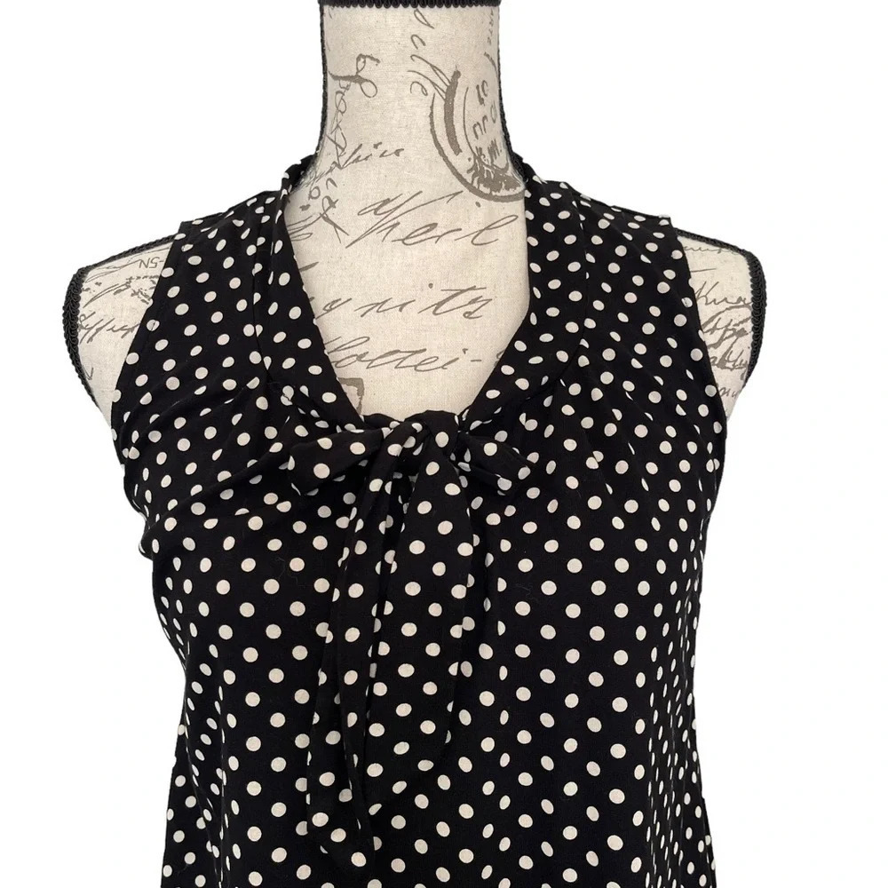 Talbots Polka Dot Print Keyhole Top Size Medium - image 6